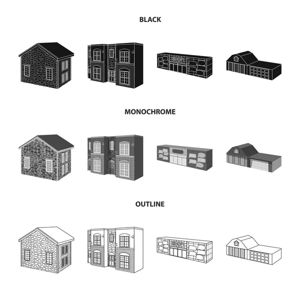 Wektor projekt elewacji i obudowa znak. Kolekcja ikony wektor elewacji i infrastruktury na magazynie. — Wektor stockowy