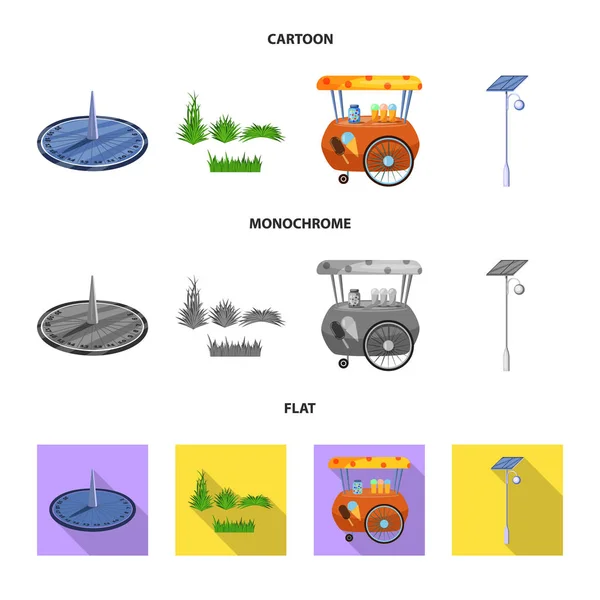 Vektor-Design von Stadt- und Straßensymbolen. Set von Stadt- und Entspannungsvektor Illustration. — Stockvektor