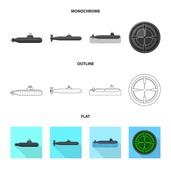 Diseño vectorial de guerra y símbolo del barco. Colección de ilustración vectorial de guerra y flota . — Vector de stock