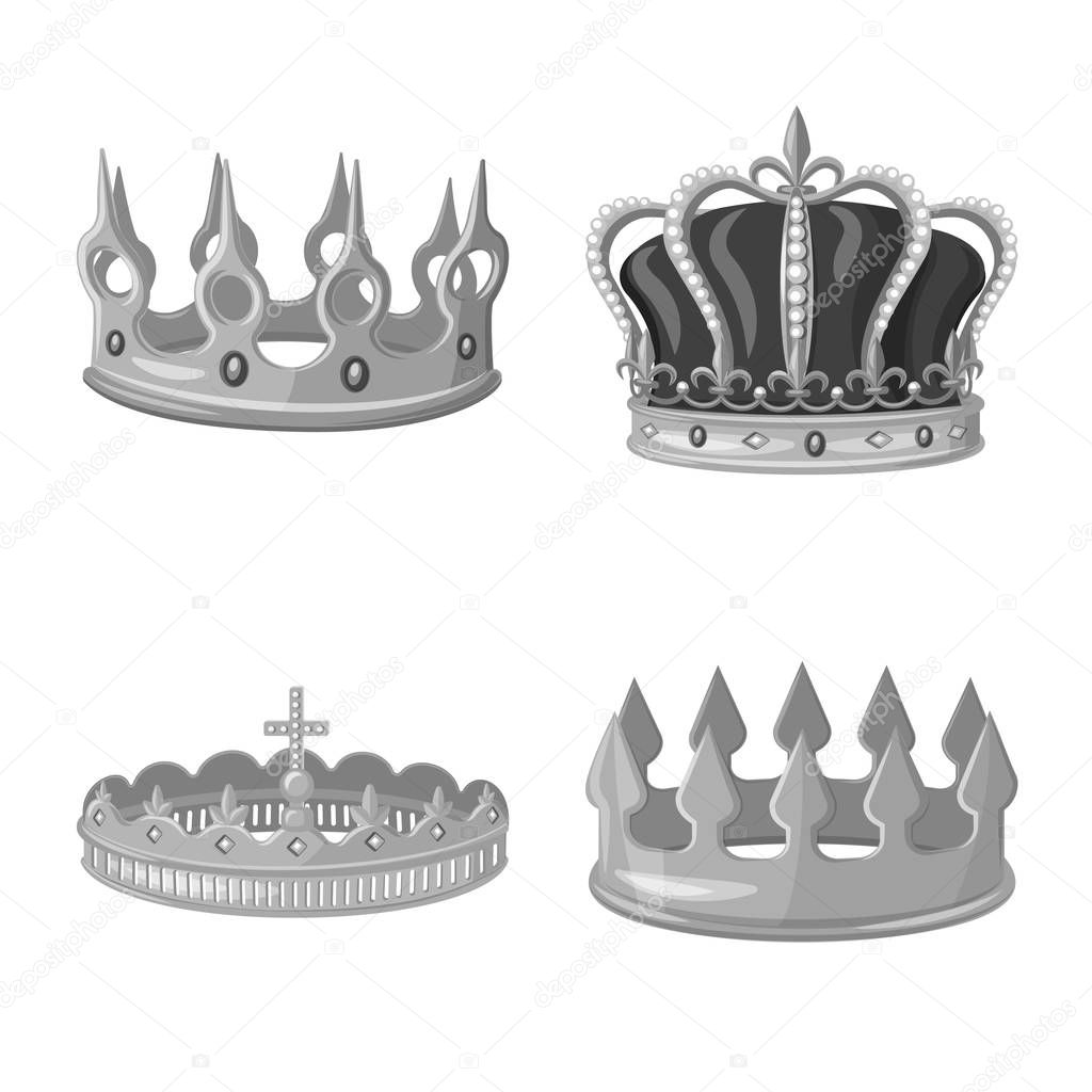 Isolated object of jewel and vip icon. Collection of jewel and nobility vector icon for stock.