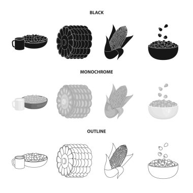 Mısır tarlası ve sebze simgesi yalıtılmış nesne. Mısır tarlası ve vejetaryen hisse senedi vektör çizim koleksiyonu.