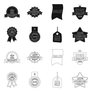 Amblem ve rozet logo vektör Illustration. Hisse senedi için amblem ve etiket vektör simge kümesi.