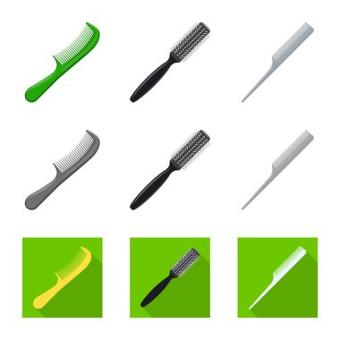 Fırça ve saç işareti yalıtılmış nesne. Hisse senedi için fırça ve saç fırçası vektör simge kümesi.