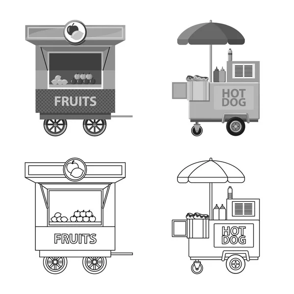 Vektor-Design von Markt und Exterieur-Ikone. Illustration von Markt- und Nahrungsmittelvorräten. — Stockvektor