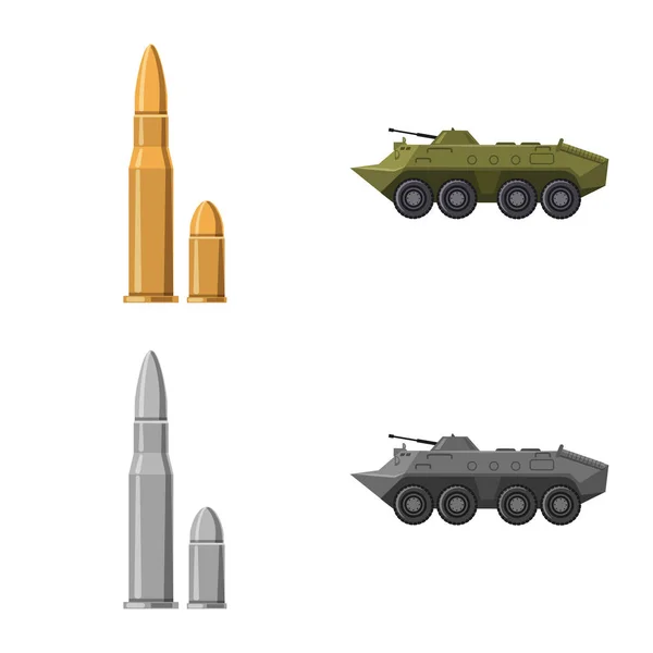 Vektorillustration av vapen och gun symbol. Samling av vapen och armén vektor ikonen för lager. — Stock vektor