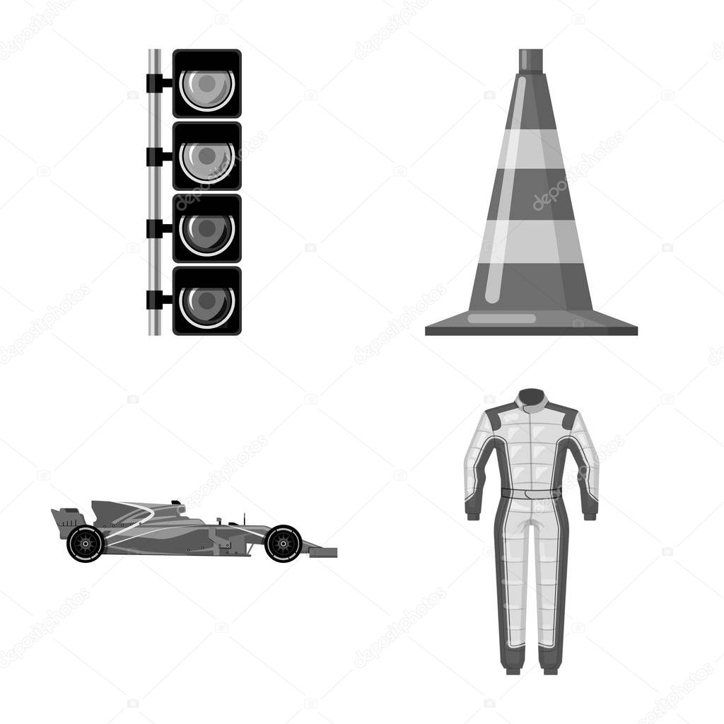 Vector design of car and rally logo. Collection of car and race vector icon for stock.