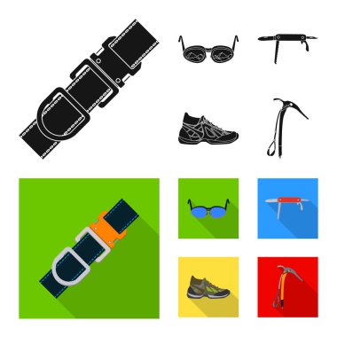 Dağcılık ve en yüksek işareti tasarımı vektör. Kamp ve dağcılık Topluluğu web için hisse senedi simgesi.