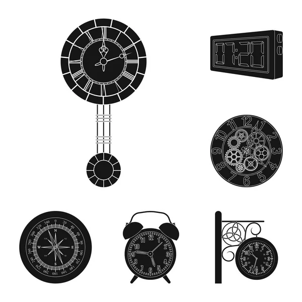 Design vettoriale dell'orologio e dell'icona dell'ora. Raccolta di orologio e cerchio stock vettoriale illustrazione . — Vettoriale Stock
