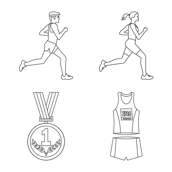 Objeto aislado de ejercicio e icono del velocista. Colección de ejercicio y maratón stock vector ilustración . — Vector de stock