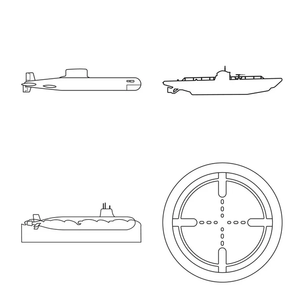 Vektor-Design von Boot und Marine-Logo. Sammlung von Boots- und Deep Stock-Vektor-Illustrationen. — Stockvektor