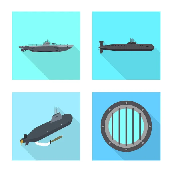 Vektorillustration des militärischen und nuklearen Zeichens. Sammlung von Militär- und Schiffsvektorillustrationen. — Stockvektor