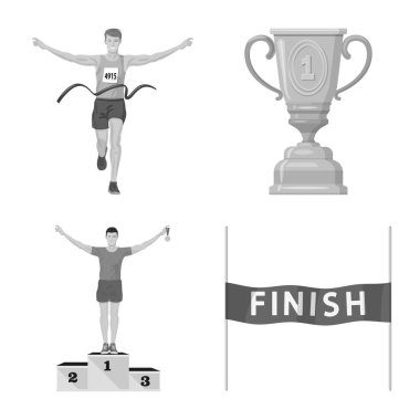 Başarı ve maraton sembolü yalıtılmış nesne. Hisse senedi için başarı ve kazanan vektör simge topluluğu.