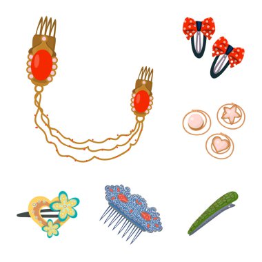 Tokası ve saç simge vektör Illustration. Tokası ve aksesuarları koleksiyonu vektör hisse senedi simgesi.