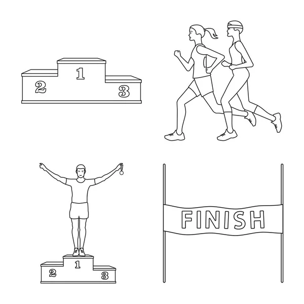 Ilustração vetorial de exercício e sprinter símbolo. Coleção de exercício e ícone de vetor de maratona para estoque . — Vetor de Stock