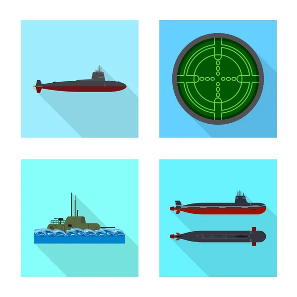Isoliertes Objekt des militärischen und nuklearen Logos. Sammlung von Militär- und Schiffssymbolen für das Web. — Stockvektor
