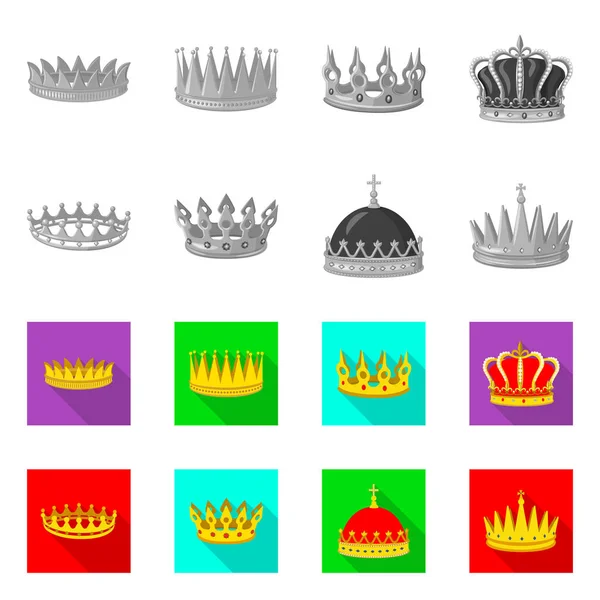 Objet isolé du logo médiéval et noblesse. Collection de symboles médiévaux et monarchiques pour toile . — Image vectorielle
