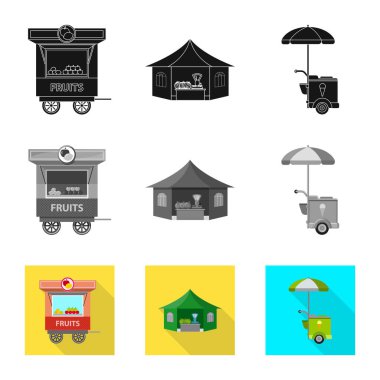 Piyasa ve dış simge vektör Illustration. Market ve gıda hisse senedi simgesi web için kümesi.