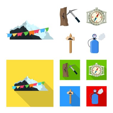 Dağcılık ve tepe simge vektör Illustration. Dağcılık ve kamp set vektör simge stok için.