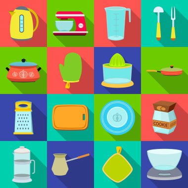 Mutfak ve yemek logo vektör Illustration. Mutfak ve cihaz hisse senedi vektör çizim seti.