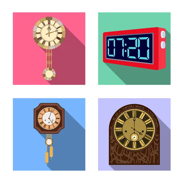 Ilustración vectorial del reloj y la señal de tiempo. Conjunto de ilustración de vector de stock de reloj y círculo . — Archivo Imágenes Vectoriales