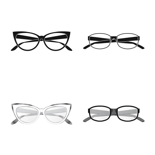 Isolerade objekt av glas och ram symbol. Uppsättning av glasögon och tillbehör lager vektorillustration. — Stock vektor