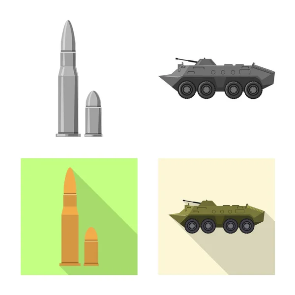 Vektorillustration av ikonen vapen och pistol. Samling av vapen och armén lager vektorillustration. — Stock vektor