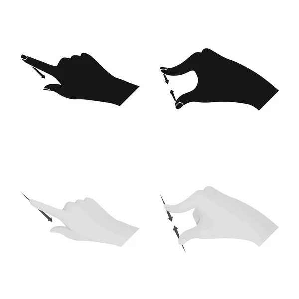 Ilustración vectorial de pantalla táctil y logotipo de mano. Colección de pantalla táctil e icono de vector táctil para stock . — Vector de stock