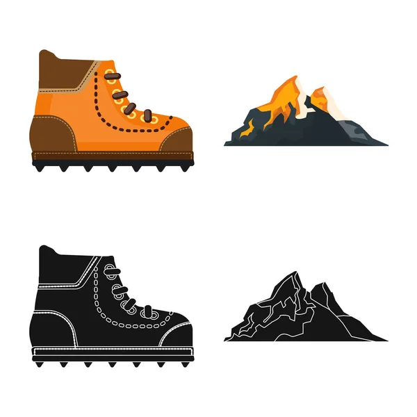 Diseño vectorial de montañismo y símbolo pico. Colección de montañismo y símbolo de stock de campamento para web . — Vector de stock