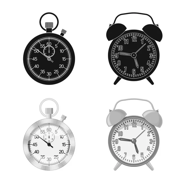 시계 및 시간 표시의 고립 된 개체입니다. 주식에 대 한 클록 및 원형 벡터 아이콘 세트. — 스톡 벡터