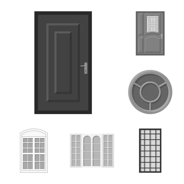 दरवाजा और फ्रंट आइकन का वेक्टर चित्रण। स्टॉक के लिए दरवाजा और लकड़ी के वेक्टर प्रतीक का संग्रह . — स्टॉक वेक्टर