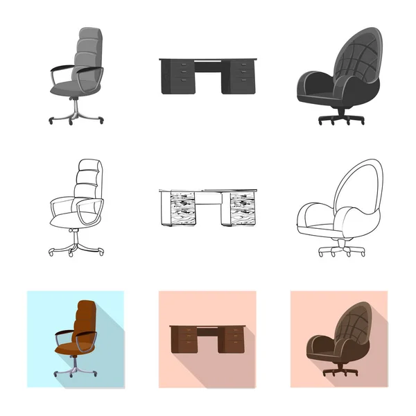 Vektor illusztráció, bútor és a munka jelképe. Bútor és hazai tőzsdei szimbólum a web. — Stock Vector