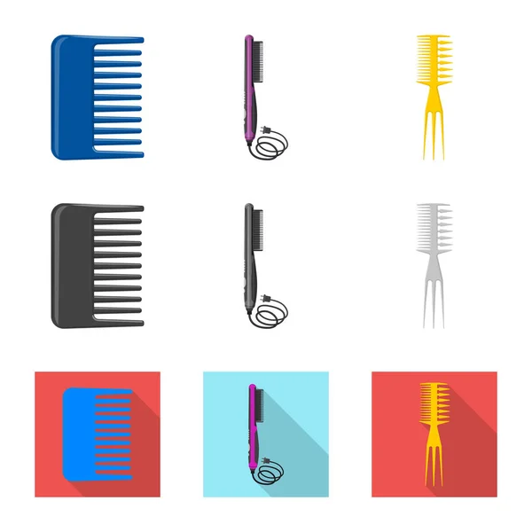 Conception vectorielle du logo brosse et cheveux. Ensemble de brosse et icône vectorielle brosse à cheveux pour stock . — Image vectorielle