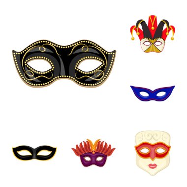 Karnaval ve tiyatro işareti vektör Illustration. Stok için karnaval ve gizem vektör simgesi seti.