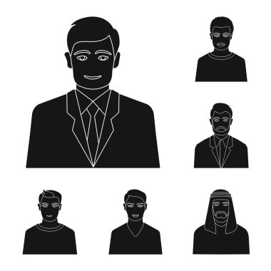 Vektör tasarım fotoğraf ve karakter logosu. Web için fotoğraf ve yüz stok sembolü seti.