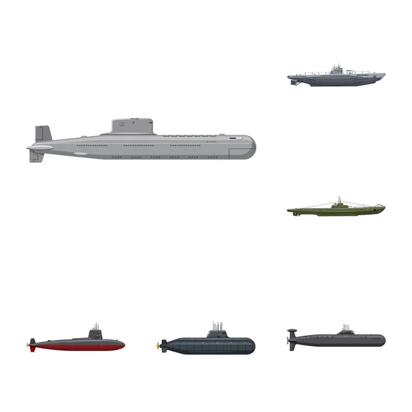 Oggetto isolato di icona della barca e della marina. Set di barca e icona vettoriale profonda per stock . — Vettoriale Stock