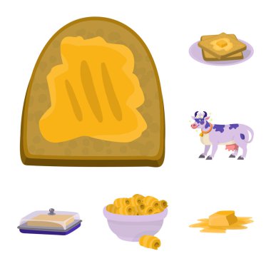 Gıda ve süt sembolü izole nesne. Stok için gıda ve kolesterol vektör simgesi seti.