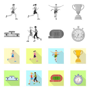 Spor ve kazanan logo vektör tasarımı. Spor ve fitness hisse senedi simgesi web için kümesi.