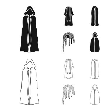 Malzeme ve giyim logo yalıtılmış nesne. Web için malzeme ve giysi hisse senedi simgesi kümesi.