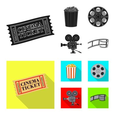 Televizyon ve filme logo vektör Illustration. Televizyon ve hisse senedi için vektör simge görüntüleme kümesi.