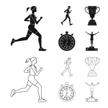 Spor ve kazanan logo vektör tasarımı. Hisse senedi için spor ve fitness vektör simge kümesi.