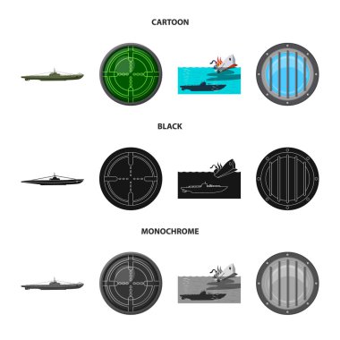 Savaş ve gemi simge vektör Illustration. Savaş ve filo hisse senedi vektör çizim.