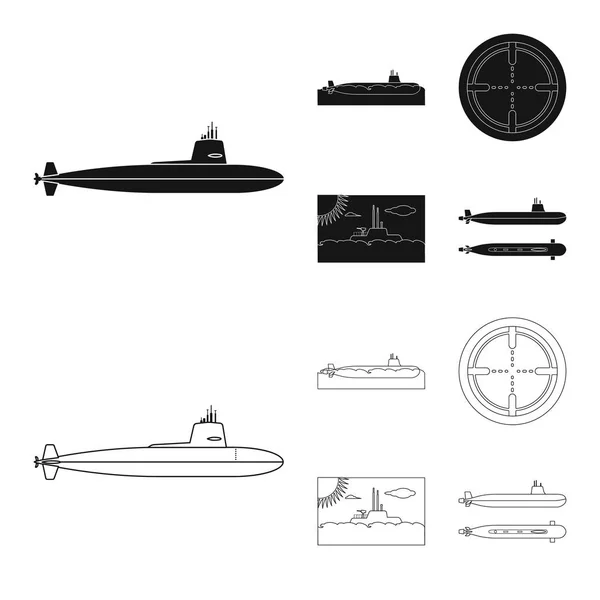Векторная иллюстрация иконы войны и корабля. Набор векторных иллюстраций войны и флота . — стоковый вектор