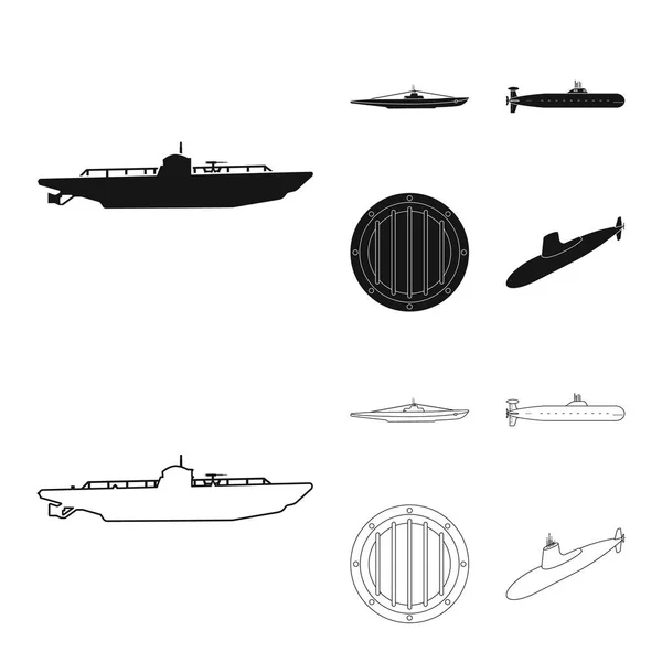 Diseño vectorial de guerra e icono de la nave. Colección de ilustración vectorial de guerra y flota . — Vector de stock