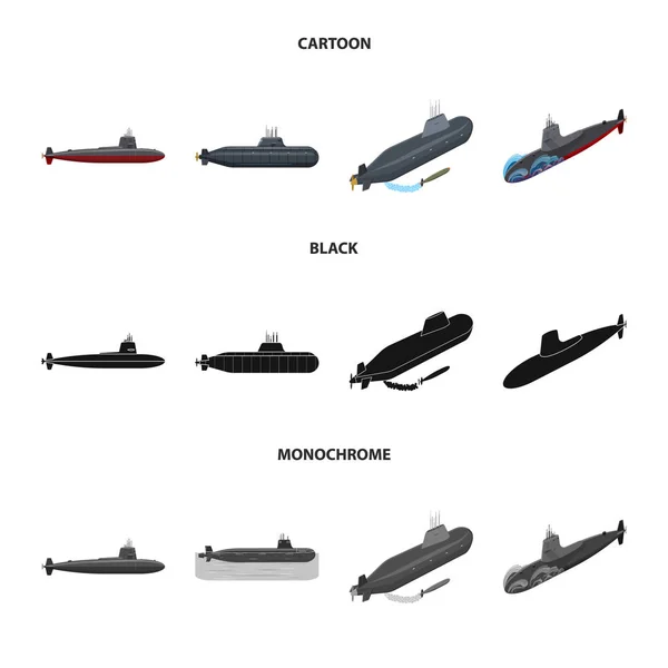 Ilustração vetorial da guerra e do ícone do navio. Coleção de guerra e ilustração vetorial de estoque de frota . — Vetor de Stock