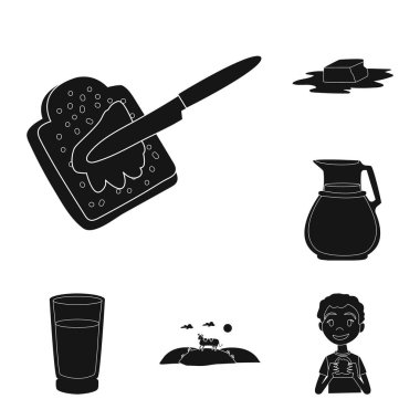 Vektör Illustration diyet ve çiftlik logosu. Web için diyet ve süt stok sembolü seti.