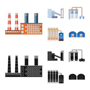 Üretim ve yapısı simge vektör Illustration. Üretim ve stok için teknoloji vektör simge kümesi.