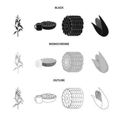Mısır tarlası ve sebze simge vektör Illustration. Mısır tarlası ve hisse senedi için vejetaryen vektör simge kümesi.