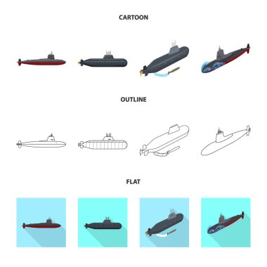 Savaş ve gemi simgesi yalıtılmış nesne. Savaş ve filo hisse senedi vektör çizim koleksiyonu.