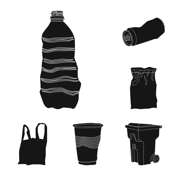 Ilustración vectorial de basura y símbolo de basura. Recolección de basura y material de desecho símbolo para web . — Vector de stock