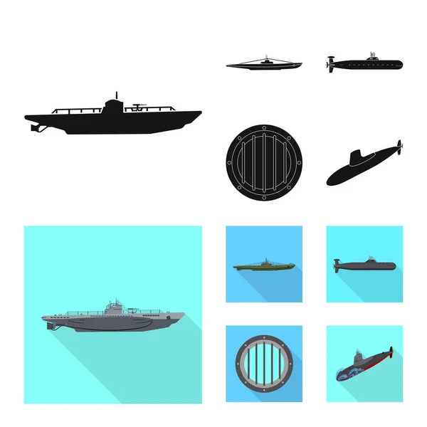 Progettazione vettoriale della guerra e logo della nave. Serie di illustrazione vettoriale della flotta e della guerra . — Vettoriale Stock